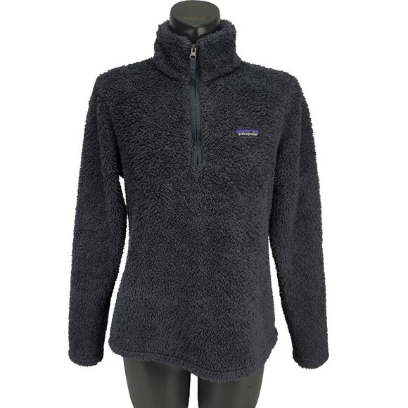 PATAGONIA Los Gatos Fleece 1/4 Zip Teddy Long Sleeve Blue Gray Sweater Jacket M - Picture 1 of 8
